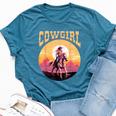 Rodeo Western Country Southern Cowgirl Hat Cowgirl Bella Canvas T-shirt Heather Deep Teal