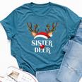 Sister Deer Family Matching Christmas Reindeer Party Bella Canvas T-shirt Heather Deep Teal