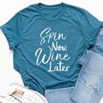Spin Class Joke Spinning Instructor Spin Now Wine Later Bella Canvas T-shirt Heather Deep Teal