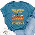Thankful For My Kindergarten Turkeys Thanksgiving Teacher Bella Canvas T-shirt Heather Deep Teal