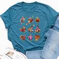 Turkey Reading Books Fall Thanksgiving Teacher Book Lovers Bella Canvas T-shirt Heather Deep Teal