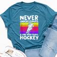 Never Underestimate A Girl Who Plays Hockey Girl Hockey Bella Canvas T-shirt Heather Deep Teal