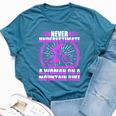 Never Underestimate A Woman On A Mountain Bike Bella Canvas T-shirt Heather Deep Teal