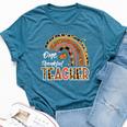 Thanksgiving Thankful Teacher Rainbow Turkey Day Fall Women Bella Canvas T-shirt Heather Navy Thanksgiving Thankful Teacher Rainbow Turkey Day Fall Women Bella Canvas T-shirt Heather Navy