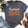 Basketball Mom Leopard Messy Bun Game Day Bella Canvas T-shirt Heather Dark Grey