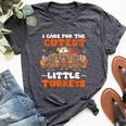 I Care For The Cutest Little Turkeys Thanksgiving Fall Nurse Bella Canvas T-shirt Heather Dark Grey