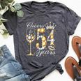 Cheers To 54 Years Old Happy 54Th Birthday Queen Drink Wine Bella Canvas T-shirt Heather Dark Grey