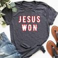 Christianity Religion Jesus Outfits Jesus Won Texas Bella Canvas T-shirt Heather Dark Grey