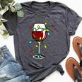 Cute Christmas Wine Glass Christmas Tree Lights Bella Canvas T-shirt Heather Dark Grey