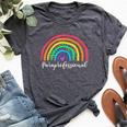 Cute Rainbow Paraprofessional Teacher Back To School Bella Canvas T-shirt Heather Dark Grey
