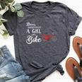 Cycling Girl Never Underestimate A Girl With A Bike Bella Canvas T-shirt Heather Dark Grey