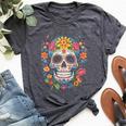 De Los Muertos Day Of The Dead Sugar Skull Halloween Bella Canvas T-shirt Heather Dark Grey