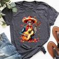 Floral Guitar Dia De Los Muertos Cute Mariachi Day Of Dead Bella Canvas T-shirt Heather Dark Grey