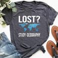 Geography Teacher Lost Study Geography Bella Canvas T-shirt Heather Dark Grey