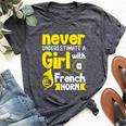 Never Underestimate A Girl With A French Horn Bella Canvas T-shirt Heather Dark Grey