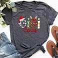 Gigi Claus Reindeer Christmas Idea For Grandma Nana Mimi Bella Canvas T-shirt Heather Dark Grey