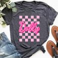 Girl Retro Dolly First Name Personalized Groovy Birthday Bella Canvas T-shirt Heather Dark Grey