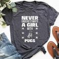 Girls Never Underestimate A Girl With Pugs Bella Canvas T-shirt Heather Dark Grey