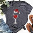 Glass Red Wine Santas Hat Xmas Clothes Pjs Outfit Christmas Bella Canvas T-shirt Heather Dark Grey