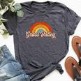 Grass Valley California Ca Vintage Rainbow Retro 70S Bella Canvas T-shirt Heather Dark Grey