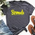 Horseshoe Bay Beach Bermuda Yellow Text Bella Canvas T-shirt Heather Dark Grey