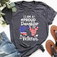 I'm A Proud Daughter Of A Veteran Father's Day Girls Bella Canvas T-shirt Heather Dark Grey