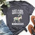 Just A Girl Who Loves Markhors For Goat Kid Ibex Bella Canvas T-shirt Heather Dark Grey