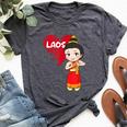 Laos Lao Laotian Proud Flag Traditional Dress Lao Sinh Girl Bella Canvas T-shirt Heather Dark Grey