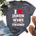 Love Jesus Wine Trump Religious Christian Faith Mom Bella Canvas T-shirt Heather Dark Grey