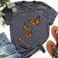 Monarch Butterfly -Milkweed Plants Butterflies Bella Canvas T-shirt Heather Dark Grey