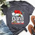 Nana Claus Christmas Lights Santa Hat Pajama Family Matching Bella Canvas T-shirt Heather Dark Grey