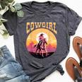 Rodeo Western Country Southern Cowgirl Hat Cowgirl Bella Canvas T-shirt Heather Dark Grey