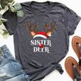 Sister Deer Family Matching Christmas Reindeer Party Bella Canvas T-shirt Heather Dark Grey
