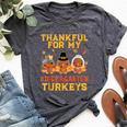 Thankful For My Kindergarten Turkeys Thanksgiving Teacher Bella Canvas T-shirt Heather Dark Grey