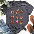 Turkey Reading Books Fall Thanksgiving Teacher Book Lovers Bella Canvas T-shirt Heather Dark Grey