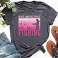 Never Underestimate A Girl Who Loves Fishing Bella Canvas T-shirt Heather Dark Grey