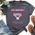 Never Underestimate A Girl Playing Baseball Bella Canvas T-shirt Heather Dark Grey