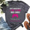 Never Underestimate A Girl Playing Video Games Bella Canvas T-shirt Heather Dark Grey