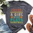 Never Underestimate A Girl Who Plays Basketball Retro Bella Canvas T-shirt Heather Dark Grey