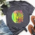 Never Underestimate A Girl Who Plays Football Sports Lover Bella Canvas T-shirt Heather Dark Grey