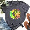 Never Underestimate A Girl Who Plays Soccer Sports Lover Bella Canvas T-shirt Heather Dark Grey