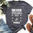 Never Underestimate An Old Woman With Pugs Bella Canvas T-shirt Heather Dark Grey