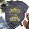 Never Underestimate The Power Of Woman With Chicken Farmer T Bella Canvas T-shirt Heather Dark Grey