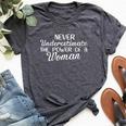 Never Underestimate Power Of A Woman Expect Evolution Bella Canvas T-shirt Heather Dark Grey