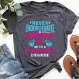 Never Underestimate A Woman With A Chemistry Degree Chemist Bella Canvas T-shirt Heather Dark Grey