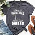 Never Underestimate A Woman With Geese Goose Bella Canvas T-shirt Heather Dark Grey