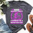 Never Underestimate A Woman On A Mountain Bike Bella Canvas T-shirt Heather Dark Grey