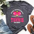 Never Underestimate A Woman With A Table Tennis Racket Bella Canvas T-shirt Heather Dark Grey