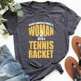 Never Underestimate A Woman With A Tennis Racket Bella Canvas T-shirt Heather Dark Grey