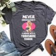 Never Underestimate A Woman With A Yorkshire Terrier Bella Canvas T-shirt Heather Dark Grey
